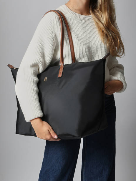 Schoudertas Popette Nylon Tommy hilfiger Zwart popette AW17996 ander zicht 1